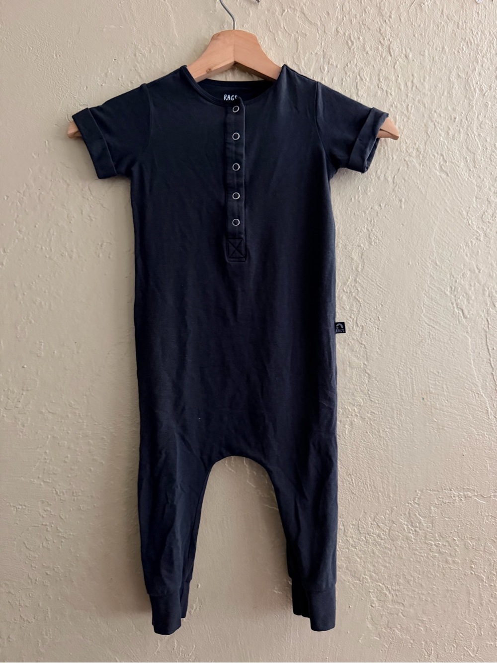 RAGS Kids Black Short-Sleeve Footie Romper